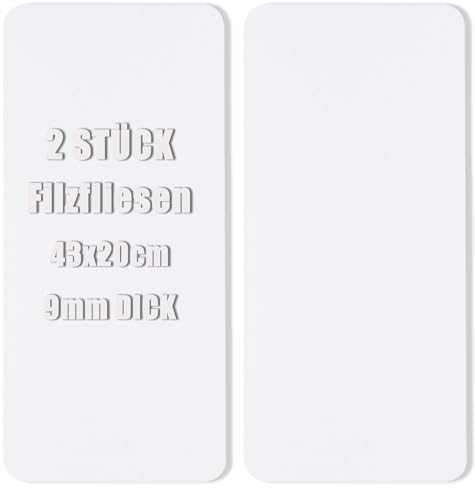 2 Stück Filz Pinnwand Korkplatte Bulletin Board Tiles - Filz-Pinnwandfliesen mit selbstklebender Rückseite für Wände, Vision Board für Zuhause, Büro, Schule, Pinnwanddekorationen, 43x20 cm, Weiß.