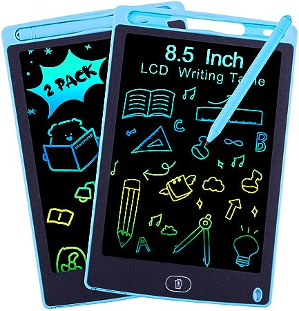 PERMUST 2 Pack LCD Schreibtafel Kinder 8, 5 Zoll Maltafel Zaubertafel, Bunte Zeichentablett, Tafel Spielzeug ab 3 4 6 Jahre Mädchen Junge Erwachsener, Geburtstag Geschenke Blau+Blau
