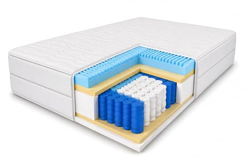 MARPUR Premium Matratze 120x200 Taschenfederkern H3 orthopädisch, Weiß 20cm