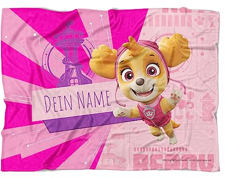 PICANOVA PAW Patrol Skye Handtuch mit Name 200x150cm – Hochwertiges Bedrucktes Handtuch – Blickfang-Strandtuch Aus Hautfreundlichem Frottee – Badetuch mit Text Individuell Bedruckt