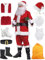 Geplaimir Weihnachtsmann Kostüm Santa Claus Kostüm für Erwachsener Nikolauskostüm Weihnachten Rot Samt Anzug Weihnachts mit Nikolausmütze Perücke Bart Weihnachtsfeier Cosplay Deluxe Set G056XXL