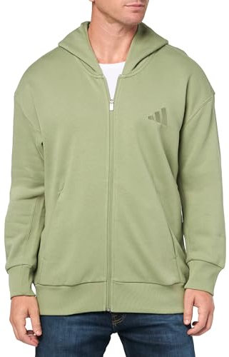 adidas All SZN Felpa con cappuccio da uomo con cerniera intera, Verde tenda, XXL