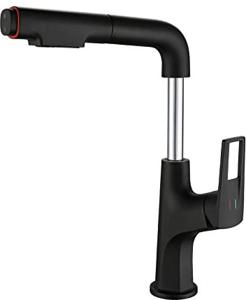 Robinets, robinet de lavabo avec douchette extractible, robinets de lavabo de salle de bain mitigeur de lavabo en laiton monotrou eau chaude et froide double mode mitigeur de salle de bain extractib