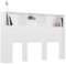 Gecheer Headboard Built in Cabinets, Bedroom Display Shelf, Bedside Cabinet with Headboard, Wooden Storage Backboard Bed Accessory High Gloss White 160x19x103.5 cm