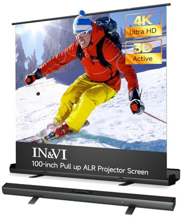 IN&VI ALR Tragbare Leinwand Beamer 100 Zoll Format 16:9,Projektor Leinwand,Pull-Up Beamer Leinwand mit Ständer,Hochziehbare Leinwand Beamer Outdoor Ideal für Heimkino, Innen-/Außenfilme