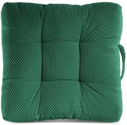 Quantum Interior Sitzkissen 2er Set Stuhlkissen 40x40x8cm für Indoor und Outdoor Dicke Polsterung Steppkissen/Bodenkissen mit Schlaufe zum tragen (Petrol)