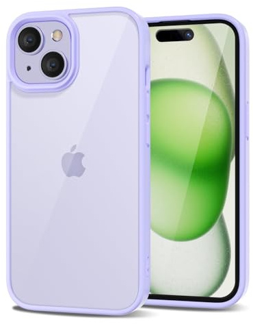 LoeoeL for iPhone 15 Case Clear, Transparent Hybrid 15 Phone Case [Hard Plastic & Soft Silicone Bumper] Acrylic Non Yellowing Thin Slim Protective Cover for Women, Purple Lavender