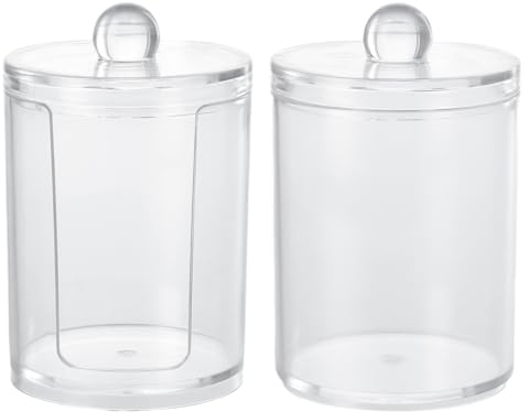 2 Pezzi Porta Cotton Fioc Porta Batuffoli Cotone Dispenser per Batuffoli di Cotone con Copertura Trasparente Dispenser Cotone Scatola Portaoggett Porta Dischetti Struccanti per Camera da Letto, Bagno