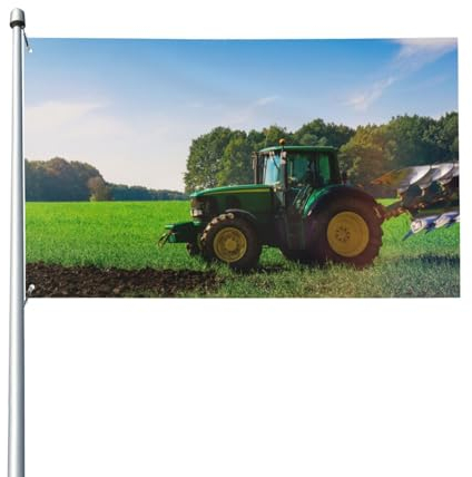 150 x 90 cm Traktorflagge mit Sonnenuntergang, Landwirtschaft, Bauernhofmaschine, zum Aufhängen, Dekoration, Hofbanner, Urlaub, Willkommensflaggen mit 2 Metallösen, für drinnen und draußen