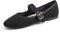Feversole Women's Soft Cushion Extra Padded Comfort Round Toe Mary Jane Metal Buckle Fashion Ballet Flats Walking Shoes Black Corduroy Short Plush Lining UK Size 7