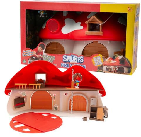 Giochi Preziosi I Puffi - Playset Della Caserma dei Pompieri Del Puffi, Divertente e Colorata, Include Puffo Tontolone Esclusivo da 5,5 cm e Accessori, Per bambini dai 3 anni