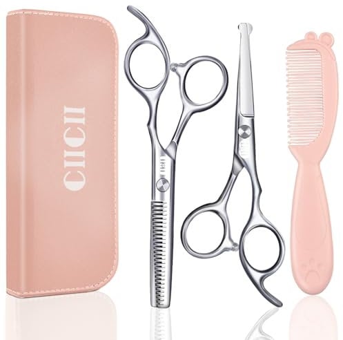 CIICII Baby Friseurschere, Sicherheit Rund Spitze Haarschneideschere Set (Haarschere & Effilierschere) für Baby Kleinkind Kinder, Friseur Home Salon Barbier Haarschnitt Kit