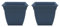 The HC Companies Eclipse Lot de 2 Pots de Fleurs carrés avec Soucoupe pour intérieur et extérieur pour Fleurs, légumes, Herbes aromatiques, Bleu Ardoise