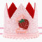 PEUTIER Beeren-Mütze für Den Ersten Geburtstag, Süße Rosa Erdbeer-Mütze für Den 1. Geburtstag Geburtstagskrone Mädchen Erdbeer-Geburtstags-Kopfbedeckung für Babyparty Party-Dekoration Foto-Requisiten
