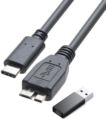 FRIGRAF Câble de disque dur externe 2 en 1 de 4 m, câble micro B 3.0 vers USB C/A, compatible avec WD, Toshiba, My Passport, Samsung, Seagate, MacBook Pro/Air, FORiPad/tablette, iPhone 15, Samsung