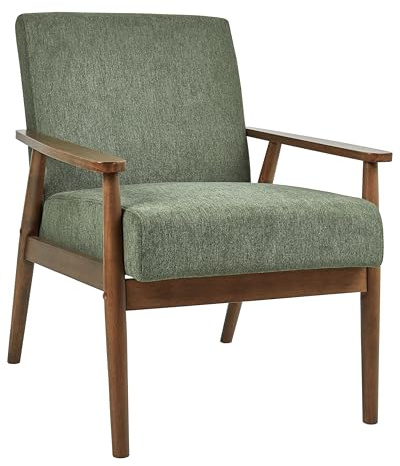Beliani Sessel Stoff grün/Dunkelbraun mit Armlehnen Retro Stil Esrum