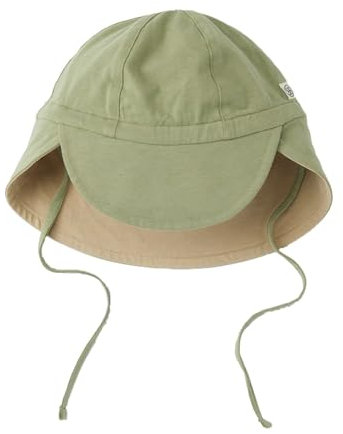 Cloby CBY-USH3-OLSB Sonnenhut mit Nackenschutz - wendbar - UV-Schutz (UPF 50+) - Olive/Sandy Beach beige (Gr. 18-36 Monate)