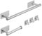 M.J COMFY-LIFE 5pcs Bathroom Accessories Set No Drilling Towel and Toilet Roll Holder Set, Self Adhesive Toilet Roll Holder, Towel Rail, Hook (Silver)