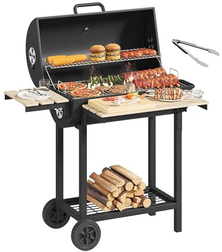 YITAHOME Large Charcoal Barbecue Grill with Pro Adjustable Smoker Box & Heat Control - Portable BBQ for Backyard, Family Gatherings, Tailgating (Includes Stainless Steel Tongs)