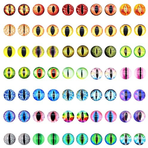 Julie Wang 20PCS 25MM Vertical Pupil Dragon Eyes Glass Cabochon for Polymer Clay Animal Models Making Sculptures Props Craft Jewelry DIY Findings