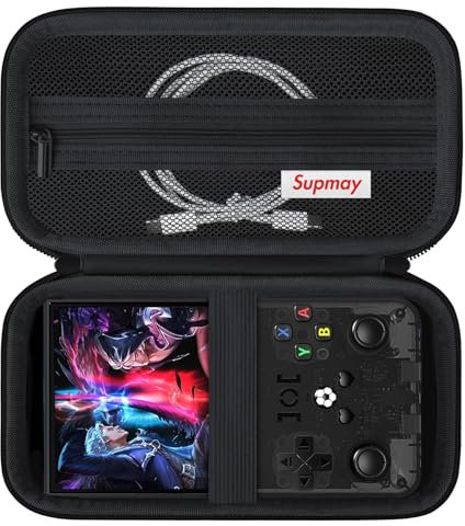Supmay Carrying Case Compatible with 2025 New Upgrade R36MAX Retro Handheld Game Console, Portable Video Gaming Console Travel Bag with Mesh Pocket for Charging Cable, TF Card, Manual, Black
