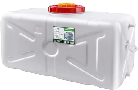 JIESOO Weißer Rechteckiger Wassertank Mit 50L/75L/110L/150L/200L/340L, Verdickter Horizontaler Lagertank Lebensmittelechtem Kunststoff Heimgebrauch