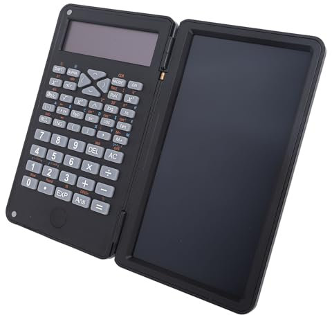 NIZUUONE Scientific Calculator Display 2 with Foldable Writing Tablets for School Office, ABS Material Portable Calculator for the Teachers of the Engineering Students (Black)