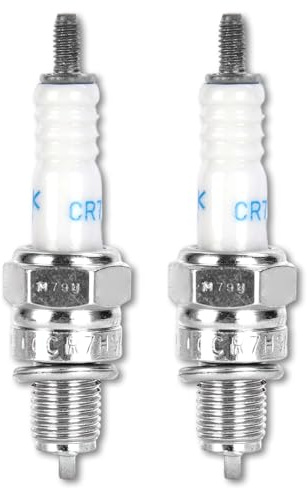 CR7HSA Zündkerzen, Platin-Zündspitze, 2 Stück Allgemein CR7HSA Zündkerze Weiß für Roller, Motorräder und Motorroller, Geringer Stromverbrauch, Kohlenstoffarm, Langlebig, 6,61×1,58CM