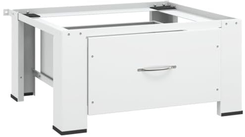 Mokuyary Support de machine à laver avec tiroir blanc Kit de montage intermédiaire pour buanderie, cadre intermédiaire pour machine à laver et sèche-linge