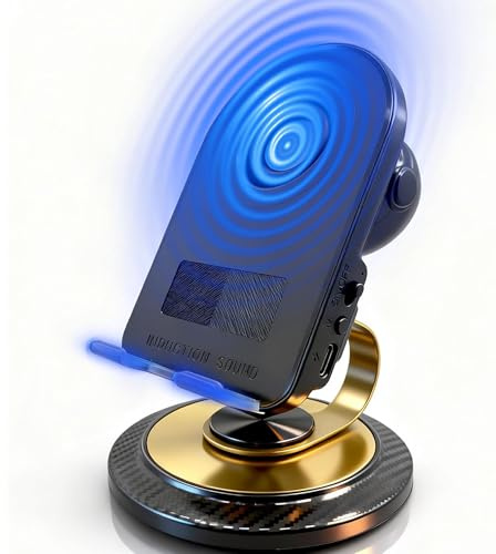BUBGAOS Induction Speaker with Phone Stand Wireless Induction Audio for iPhone Android Phone Speakers Amplifier with Rechargeable Colorful Light, Birthday Gifts for Men Women Teens