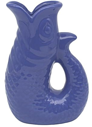 Lesser & Pavey Fish Blue Fresh and Artificial Flower Jug 20cm | Ceramic Design, Fresh or Faux flowers, Decorative jug style, Modern home accent, Table centerpiece, Thoughtful gift