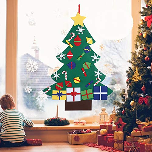 Akozon DIY-Weihnachtsbaum-Set aus Filz – Wandbehang für – Weihnachtsdekoration für Zuhause – Festliche Dekoration Zum Einfachen Aufkleben – Perfekte Geschenke für und Partyzubehör (B)
