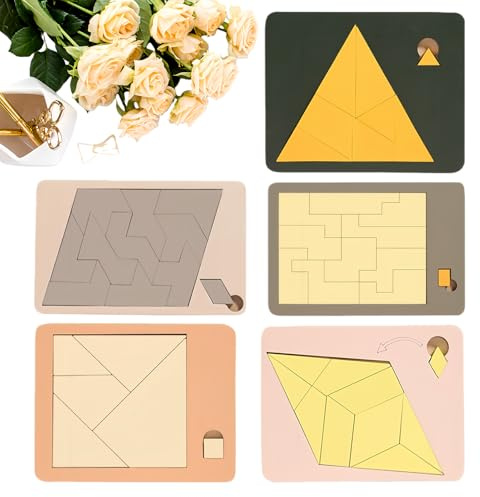 Dreieck Puzzle aus Holz – Tangram Challenge, pädagogisches Logikspiel, Aktivität zur Entwicklung von Fähigkeiten | Stimulierende Unterhaltung für Jugendliche, Büro, Cl-Raum