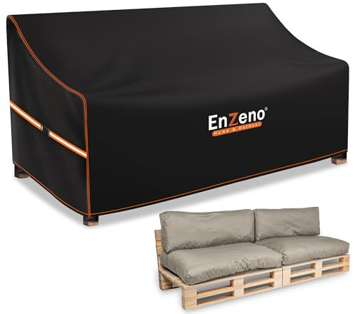 Enzeno Pallet Sofa Covers Waterproof,Outdoor Garden Sofa Cover 3-4 Seater Garden Couch Cover Rattan Corner 420D Oxford Pallet Furniture Covers(220x85x61/71cm)