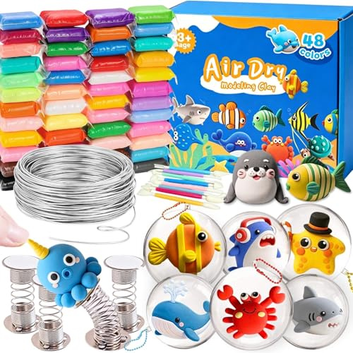 Air Dry Clay Set,48 Farben Modelliermasse Lufttrocknend,Foam Clay Knete Set