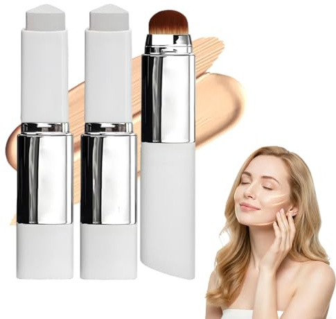 Faccelove Foundation mit LSF 15, Color Changing Foundation Stick mit Bürste – Automatische Farbanpassung, Feuchtigkeitsspendender, Aging Pflege für reife Haut ab 40, für alle Hauttypen (2Pcs)