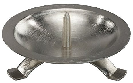Kerzenleuchter Silber, D 9 cm, mit Dorn, satiniert, für Taufkerzen, Kommunionskerzen, Trauerkerzen für Kerzen bis Ø 5 cm