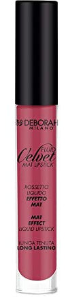 Deborah Fluid Velvet Lipstick N.08 Classy Mauve Lunga Tenuta, con Mix di Oli per Labbra Idratate, Morbide e Vellutate