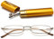 VEVESMUNDO Herren Lesebrille Mini Reise Kleine Kompakte Schmal Metall Lesehilfe Brillen Mit Etui +1.0,+1.5,+2.0,+2.5,+3.0,+3.5,+4.0 (1 x Gelb Blaulichtfilter Lesebrille, 2.5)