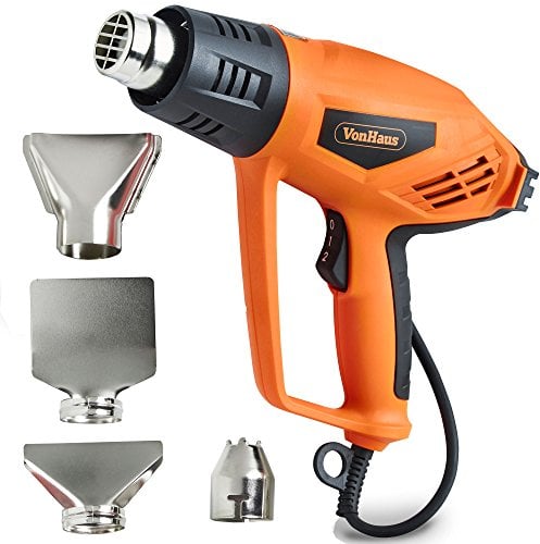 VonHaus Heat Gun - 2000W 350℃ & 600℃ Paint Stripper, Hot Air Gun w/ 2 Temperature Settings, Overload Protection, 1.5s Fast Heating, 5 Nozzles - Heat Stripper for Paint Stripping, Shrinking PVC, Crafts