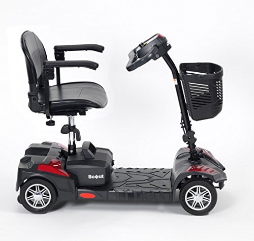 Drive DeVilbiss Scout 12 Amp Mobility Scooter Lightweight Folding 4 Wheel Electric Scooters for Adult (Red)