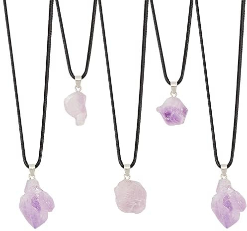 NBEADS Colgantes de Piedra, 5 Unids Undyed Nuggets Amatista Natural Colgante Charms con Agujero para la Joyería Del Collar Pulsera de Regalos