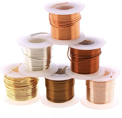 The Beadsmith Surtido de alambre para manualidades, alambre de cobre resistente al deslustre para hacer joyas, paquete de 6, mini carretes de 0.75 pulgadas, 6 yardas cada uno, calibre 24, colores