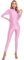 Agoky Combinaison Intégrale Maillot Une Pièce Femme Catsuit Complet En Nylon Sous-Vêtements à Glissière Body Justaucorps Sport Élastique Leotard Bodysuit Jumpsuit Lisse Rose Taille unique