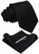JEMYGINS Cravate Homme noir en Coton à Carreaux Multicolores et Pinces à cravate et Carre de poche Ensemble Compris boîte
