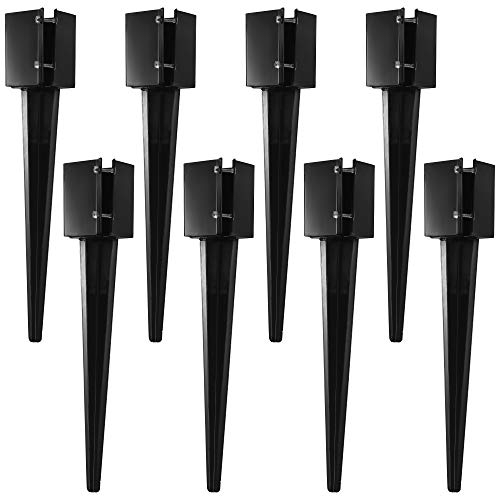 CRIZTA Zaunpfostenanker, robust, 10,2 x 10,2 cm, Metall, schwarz pulverbeschichtet, für 8,9 x 8,9 cm, 8 Stück