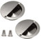 Bestgle 2 Packs Recessed Sliding Door Pull Handles, 90mm Stainless Steel Round Flush Finger Cabinet Pull Handles with Fixing Screws