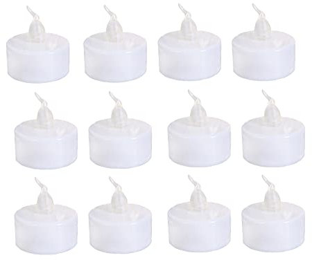 DISHUECO 12pcs Flameless LED Candle Light with Colorful Light Battery Operated Tea Lights for Wedding Dinning Decor