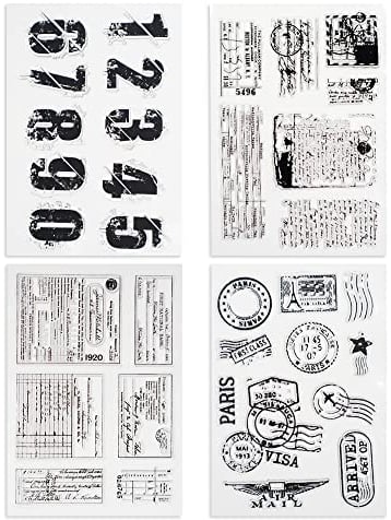 Modixun 4 temi 34 timbri trasparenti, in gomma trasparente, in silicone trasparente, per fai da te, scrapbooking, decorazione di biglietti, stile A