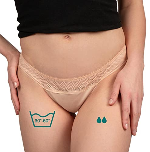 Taynie String Beige Periodenunterwäsche - auslaufsichere Periodenwäsche - Menstruationsunterwäsche - Periodenslip - ersetzt 1 Tampon, Tragedauer bis 12 Std, waschbar bis 60°C (38)